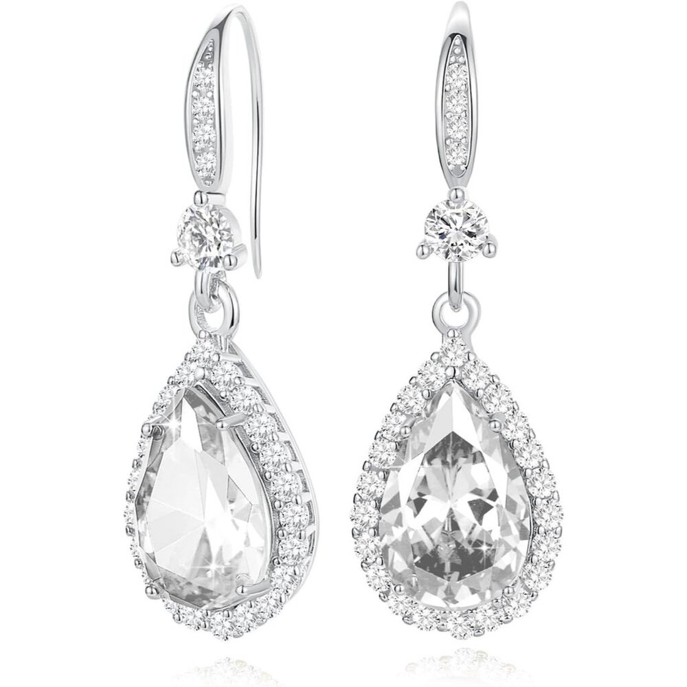 Diamond Dangle Earrings for Women Silver/Gold Plated Crystal Rhinestone Birthsto